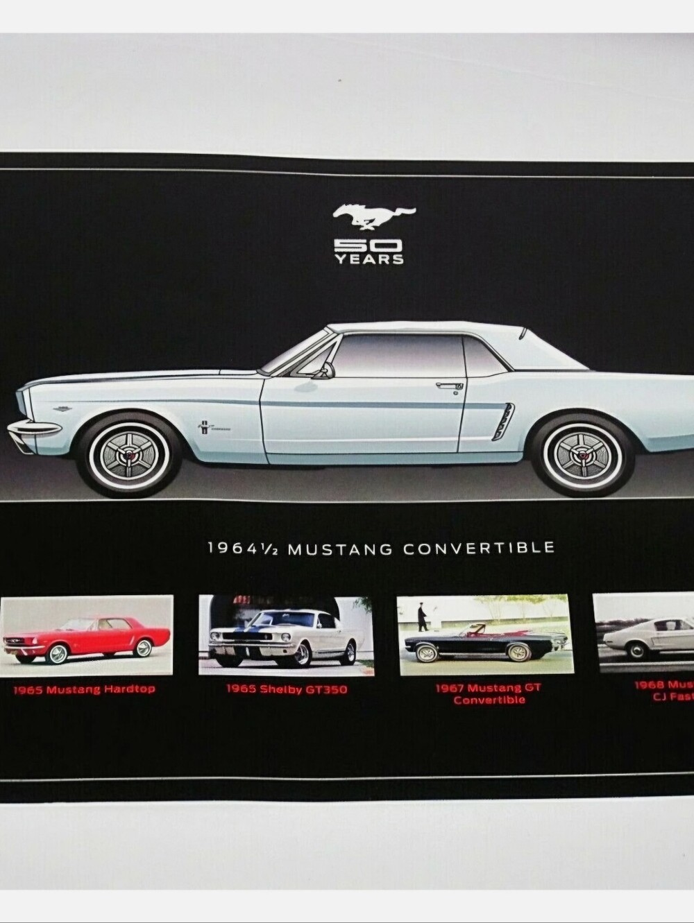 Rare Ford Mustang 50 Years 8 Prints, 11"×8.5" Colorful Prints With Specs